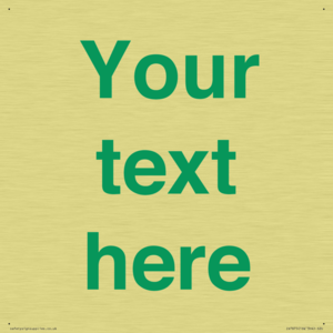 Custom blank information sign. Green text, plain background